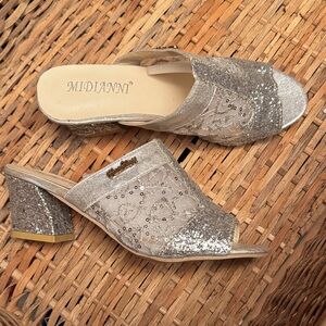 Sparkling Silver Mules